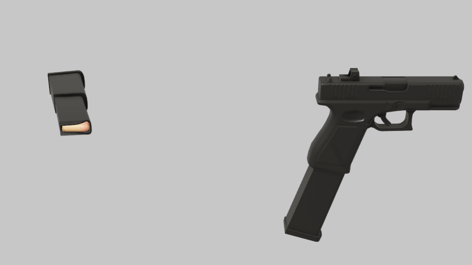 G18 Precision RBXM firearm asset front render showing a black G18 Precision side render with extended magazine and compact slide profile