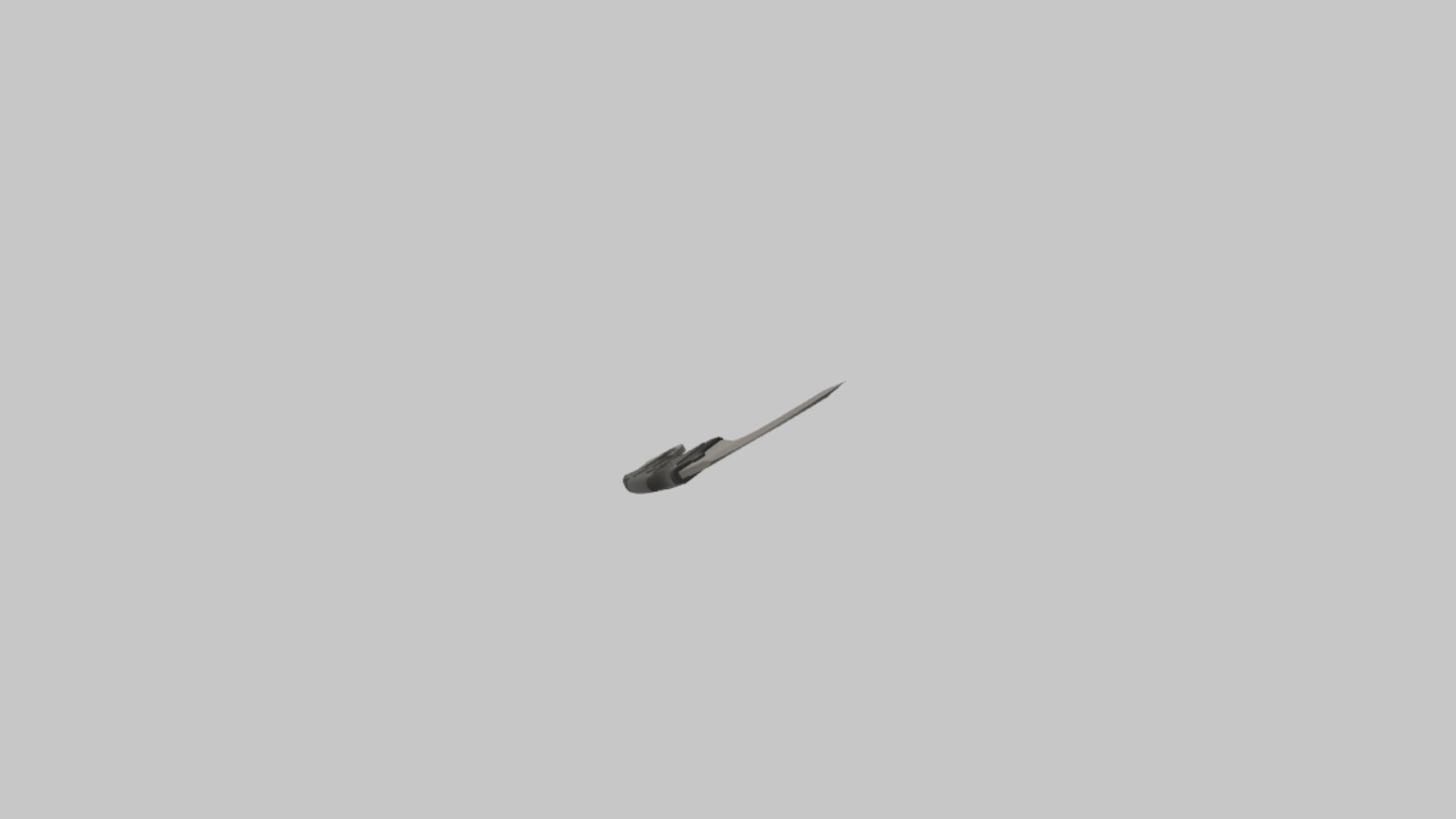 Karambit RBXM melee asset front render showing a dark karambit with hooked black handle and slim curved silver blade