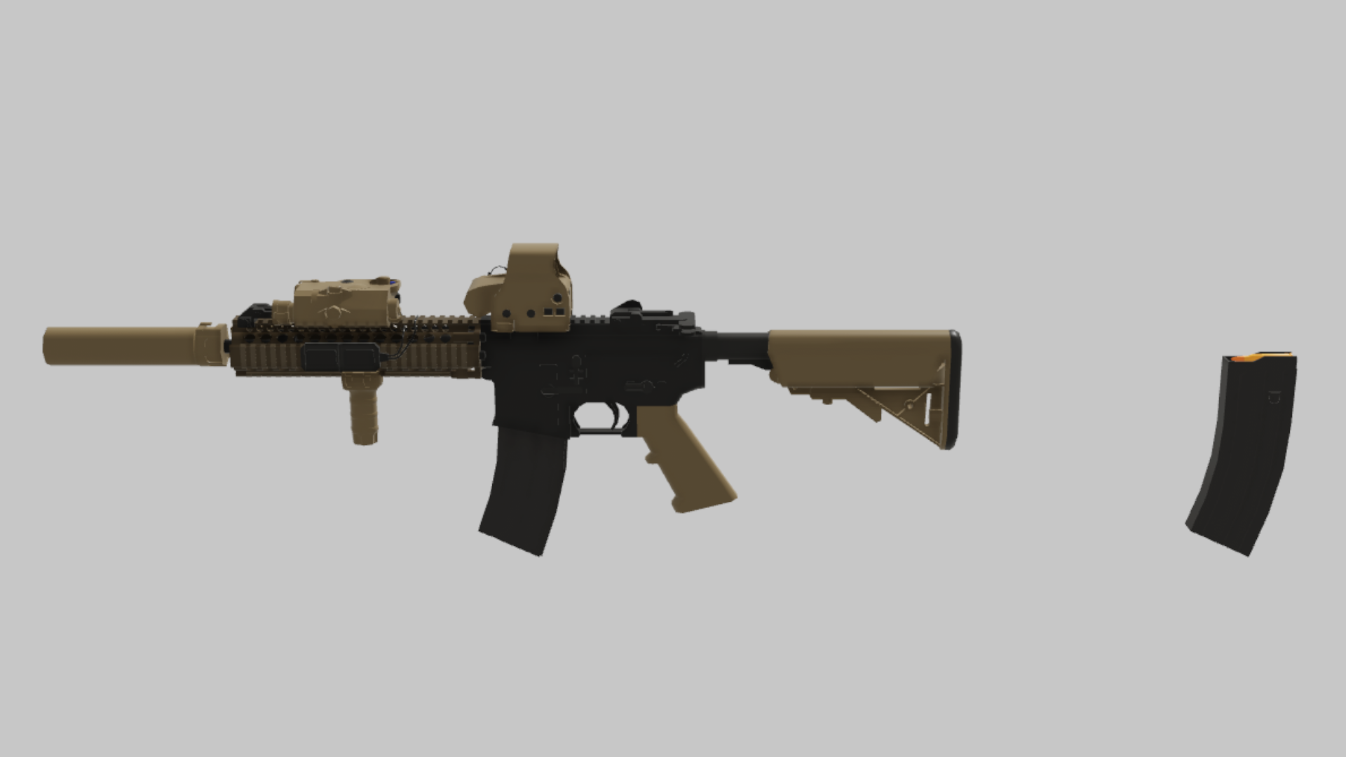 M4A1 MK18 RBXM asset back view