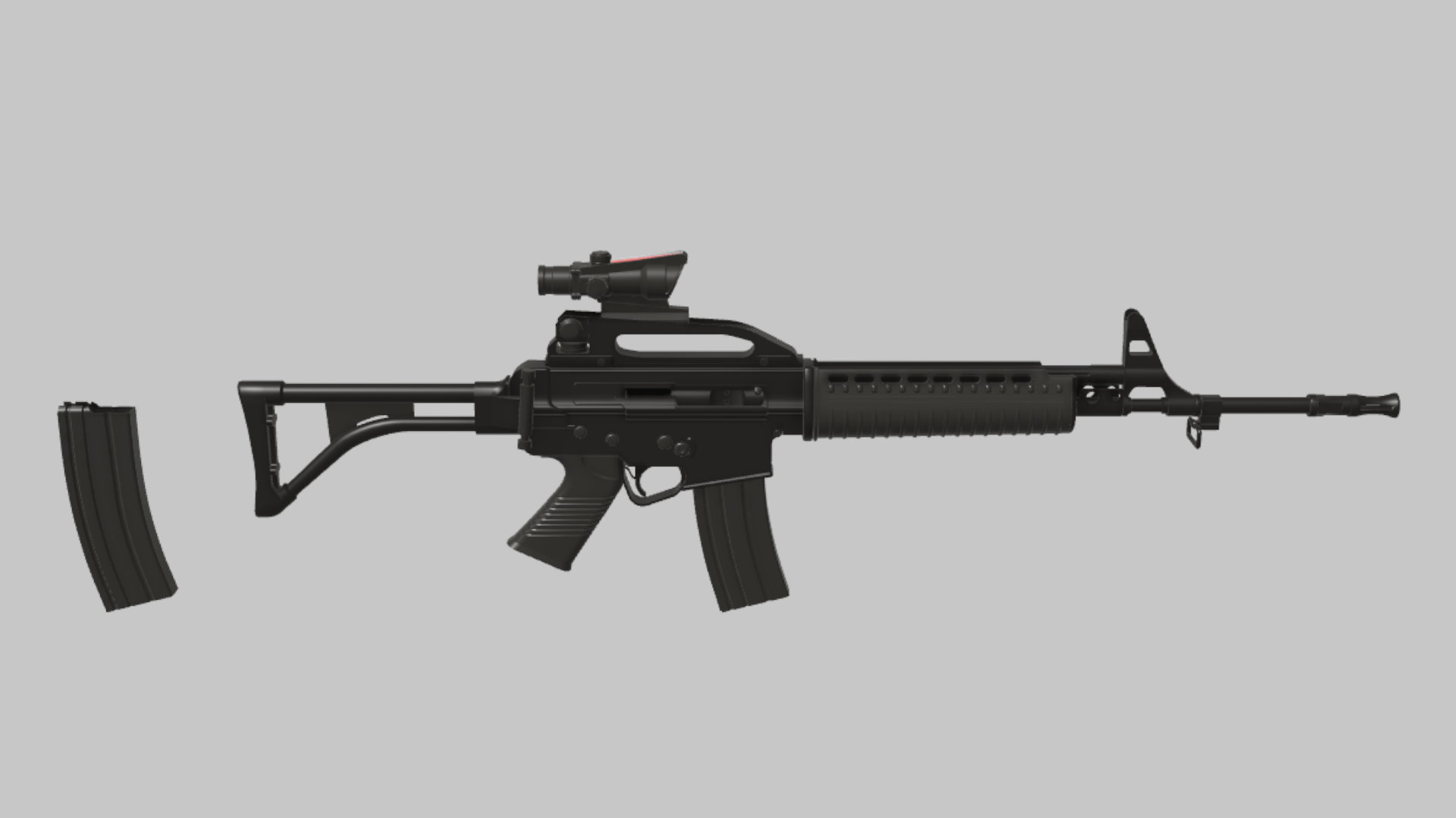 SS2 Accuracy RBXM firearm asset front render showing a black SS2 Accuracy variant with raised optic and classic carry-handle silhouette