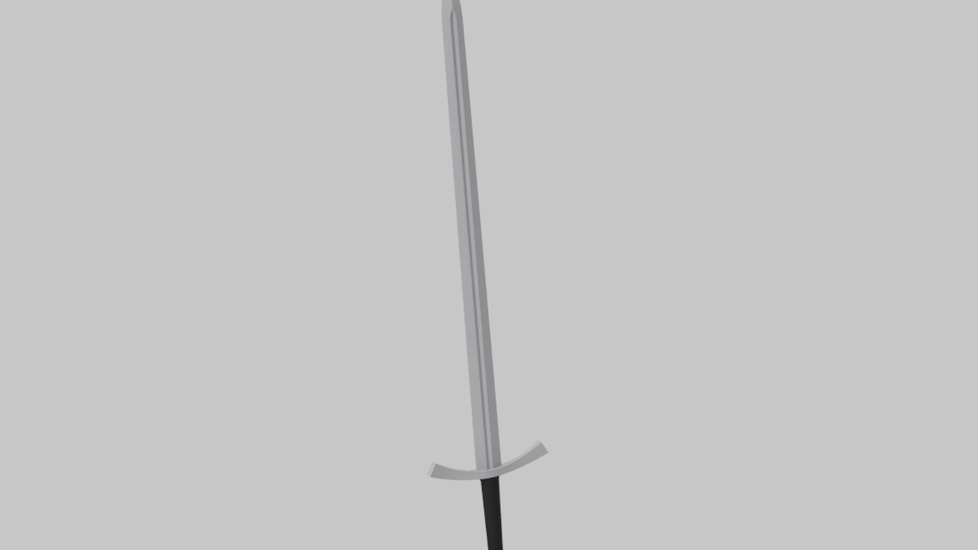 Sword RBXM melee asset front render showing a tall silver sword with a simple guard, black grip, and straight narrow blade